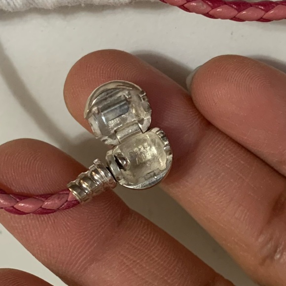 Pandora Pink Leather Bracelet Wrap Twice /Necklace Disney Cartoon Figure Charms - Picture 5 of 12